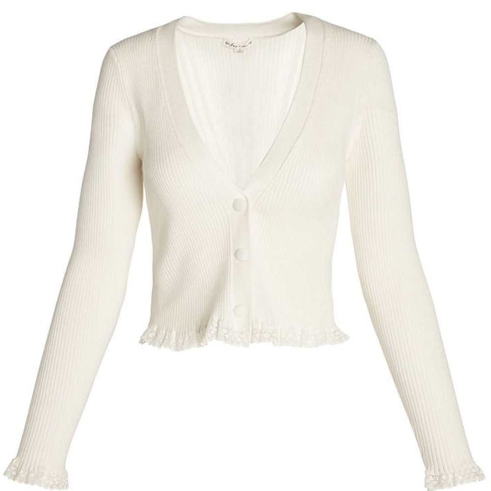 For Love And Lemons White V-Neck Sweater